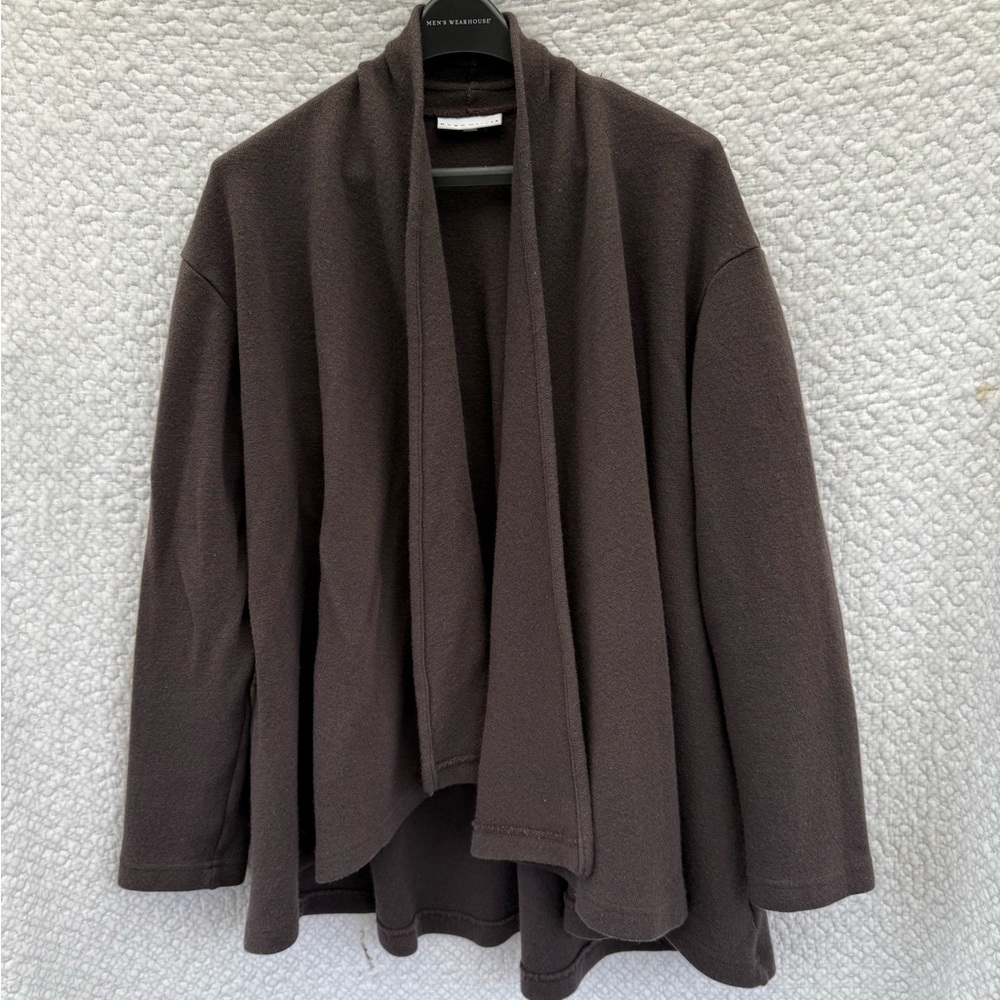 Bryn Walker Wool Sweater Waterfall Open Cardigan Brown Women’s M